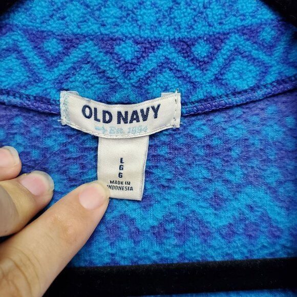 Old Navy Jacket Womens Large Blue Fleece Full Zip - Picture 2 of 8